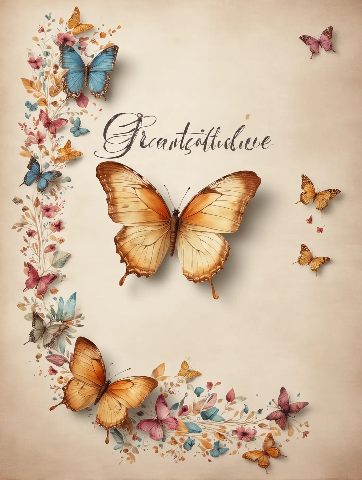 butterfly wallpaper background, spelling out gratitude 