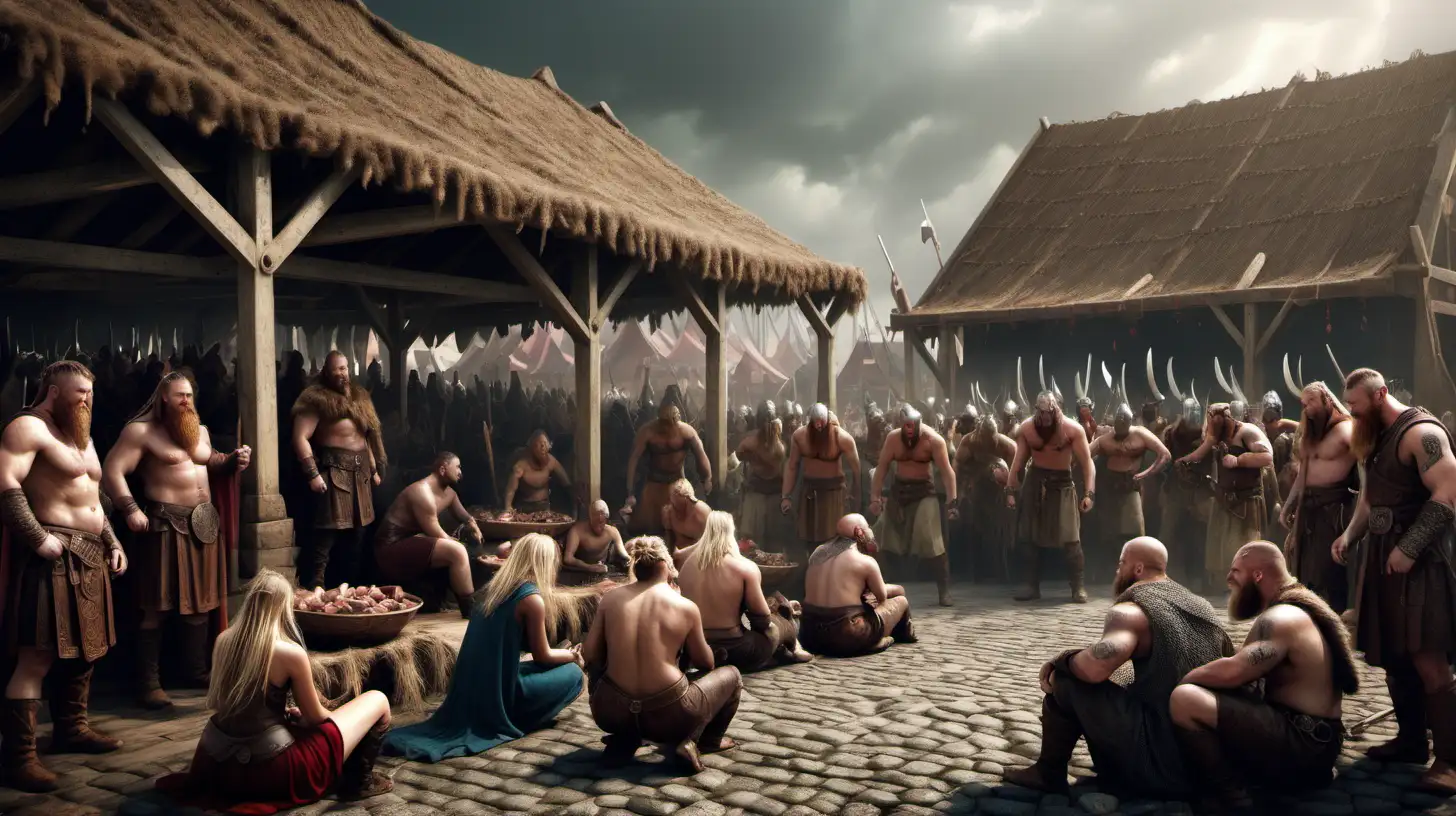 Vibrant Viking Slave Market Norse Traders Amidst Captives