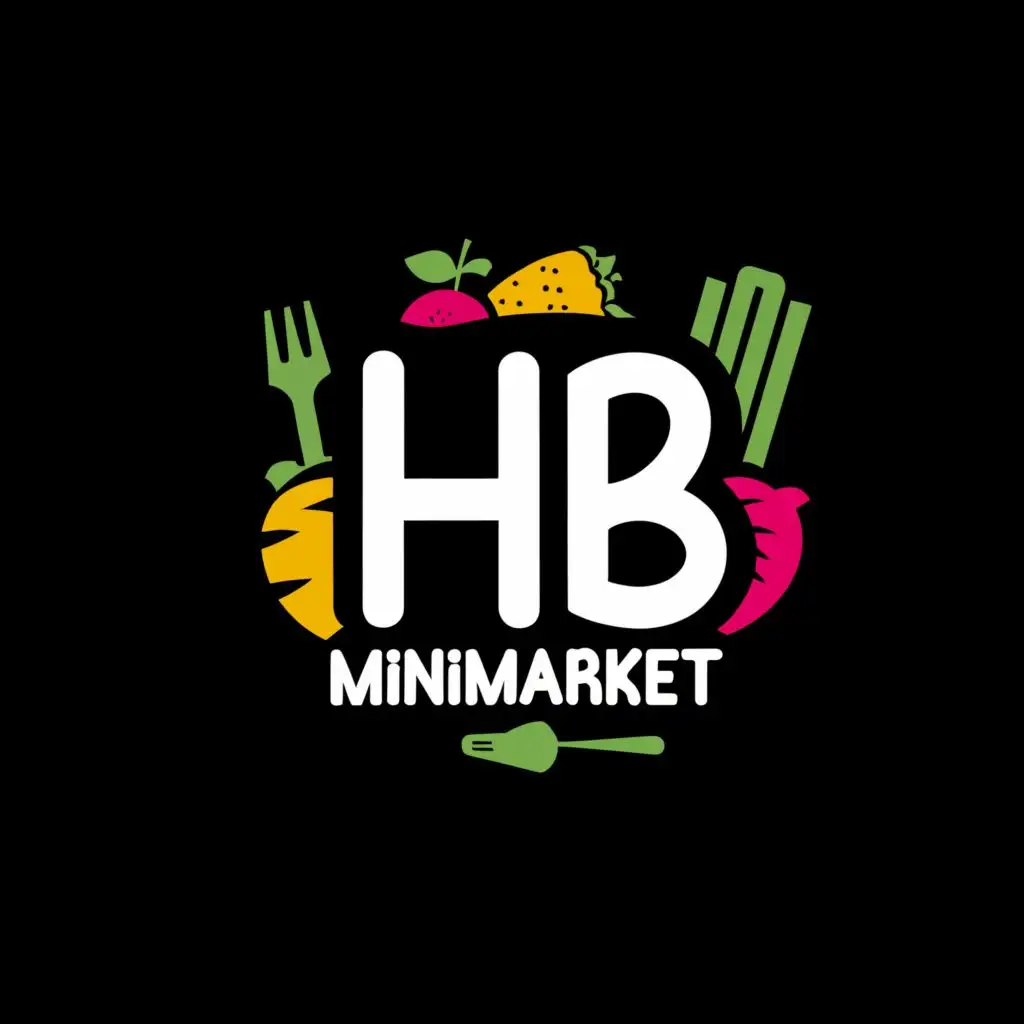 LOGO-Design-For-HB-Minimarket-Dynamic-Typography-in-Vibrant-Colors-for-Food-Beverage-Entertainment-Brand