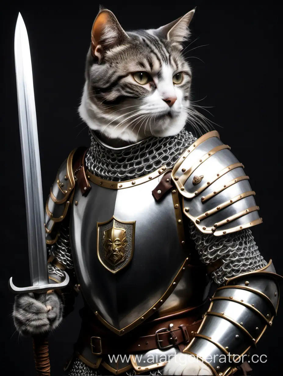 Majestic-Cat-in-Knights-Armor-with-Sword