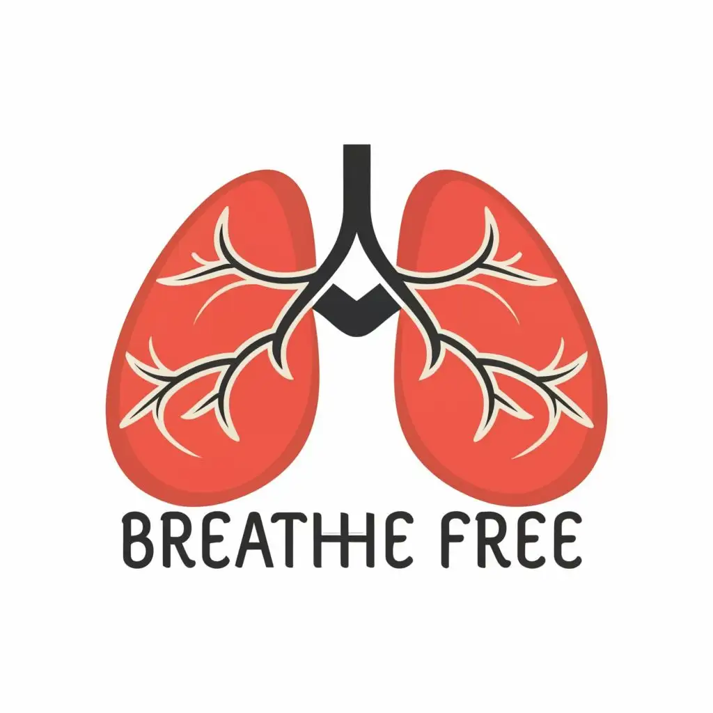 logo, lungs, with the text "Breathe Free", typography, be used in Nonprofit industry
