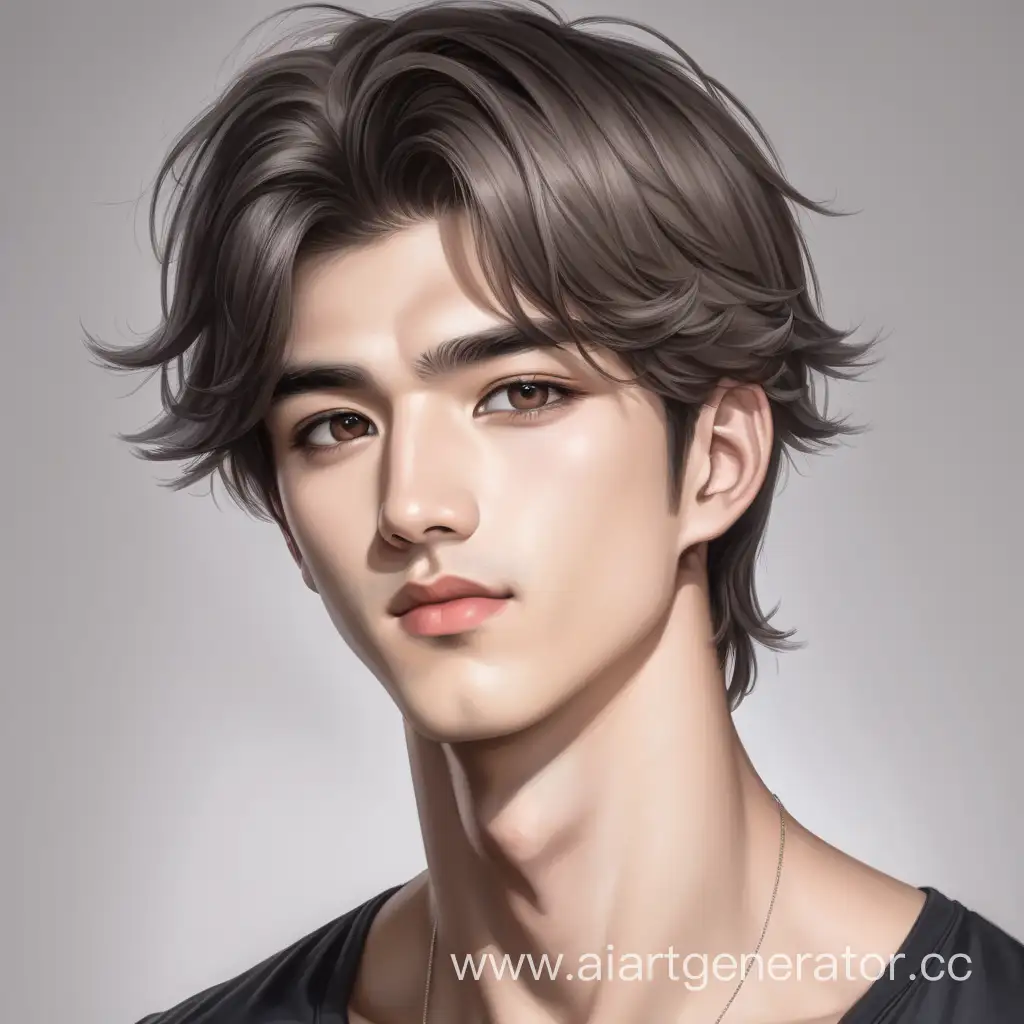 Expressive-Young-Man-with-Athletic-Build-and-WaistLength-Chocolate-Hair