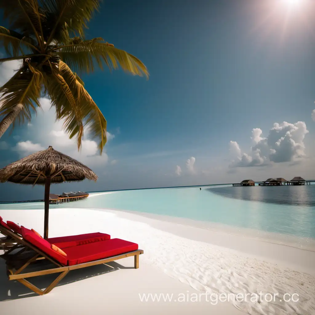 Tranquil-Maldives-Beach-with-Empty-Sun-Loungers