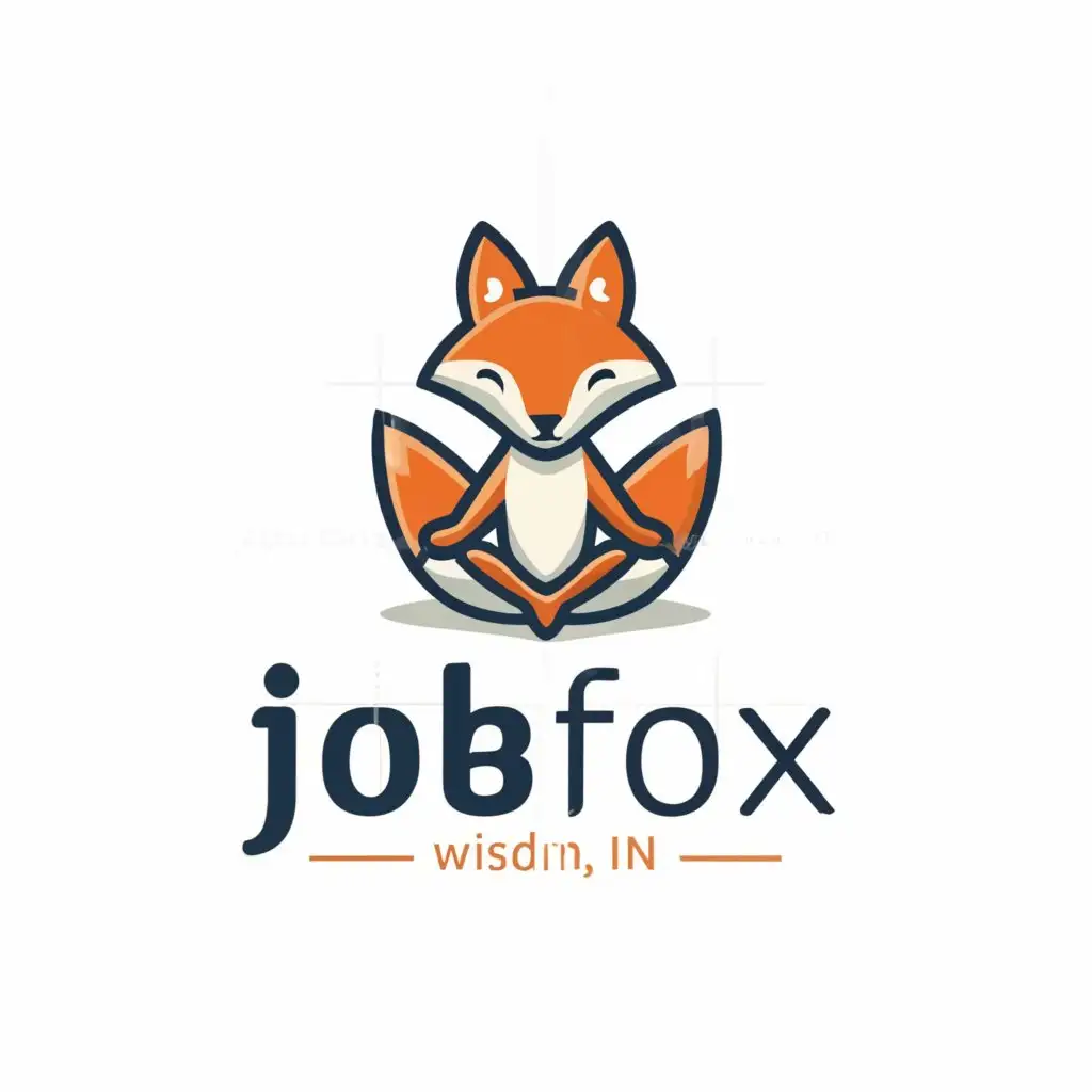 a logo design,with the text "JOB FOX .IN", main symbol:Fox meditating,complex,be used in Education industry,clear background