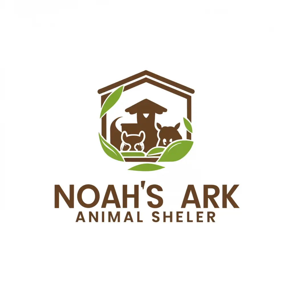 a logo design,with the text "Noah’s ark animal shelter", main symbol:animal shelter in nature,Minimalistic,be used in Animals Pets industry,clear background