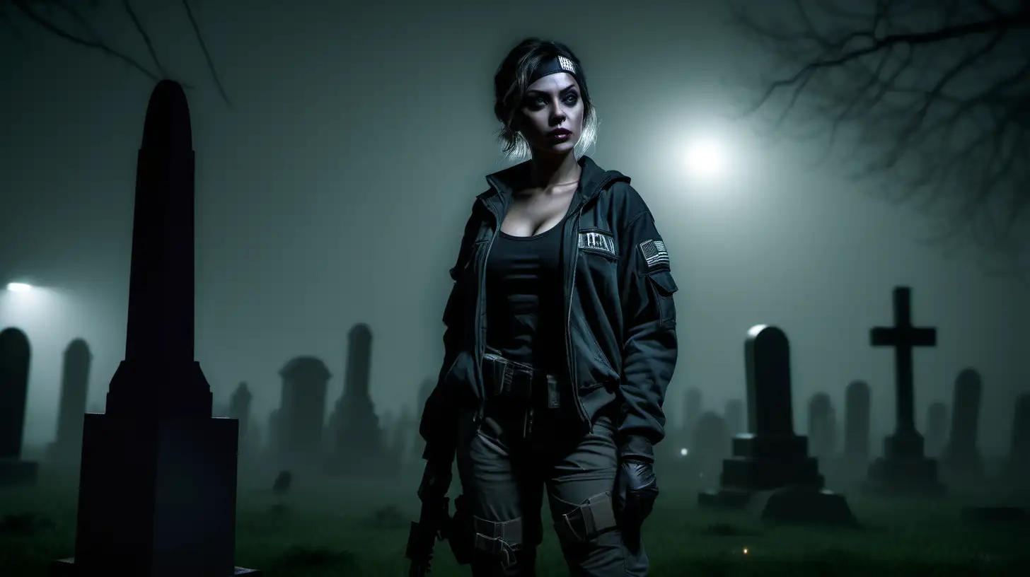 Beautiful Woman in Tactical Clothing at Louisiana Cemetery