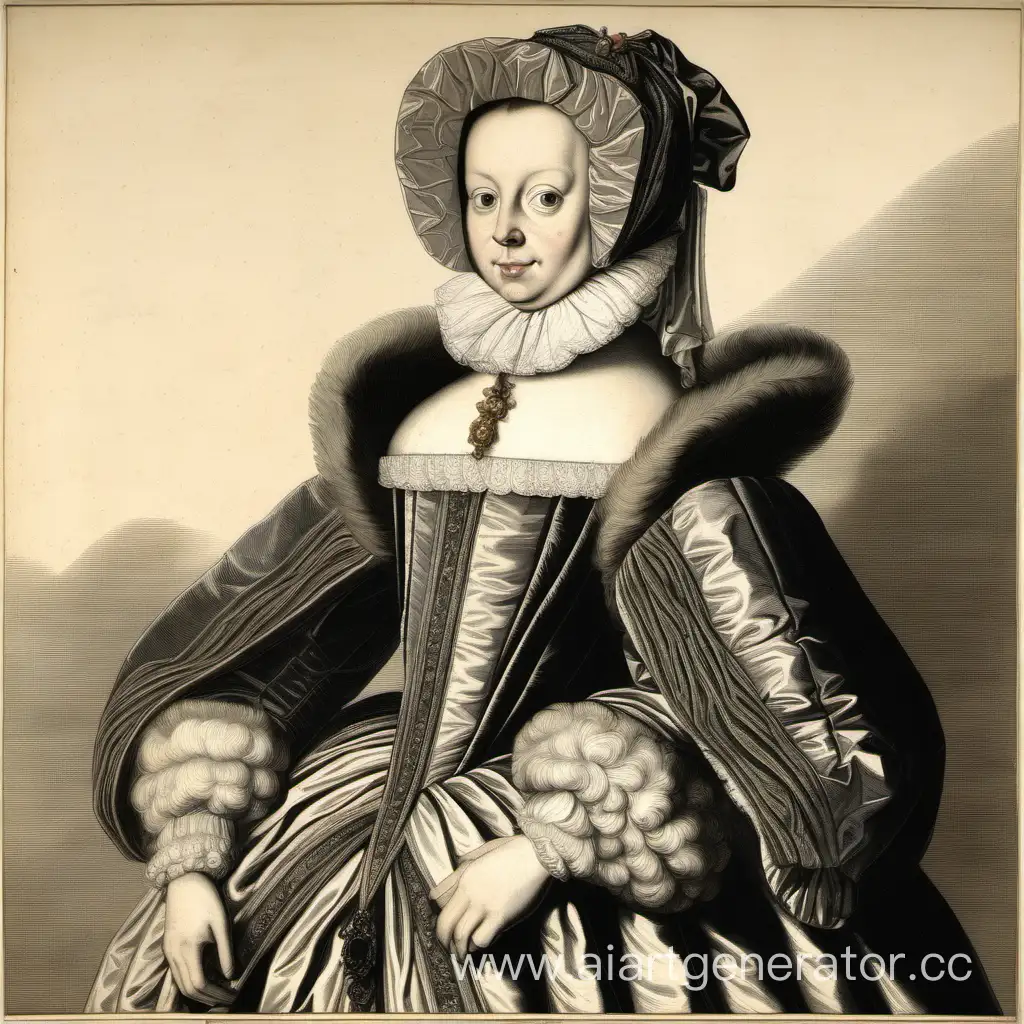 dutch noblewoman 17th century, wearing a fur coat