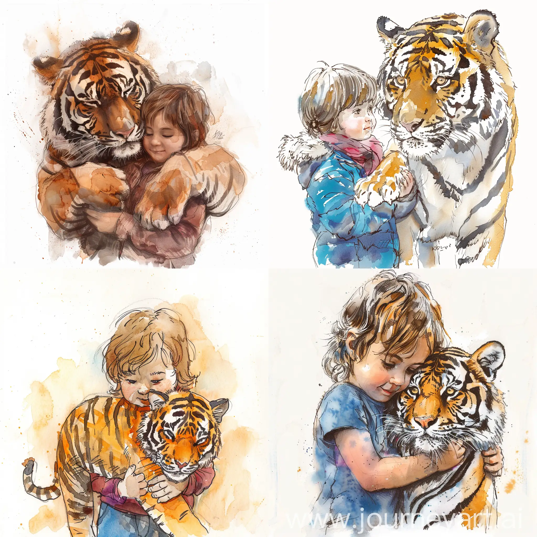 Child-Gently-Embracing-a-Tiger-in-Vibrant-Watercolor