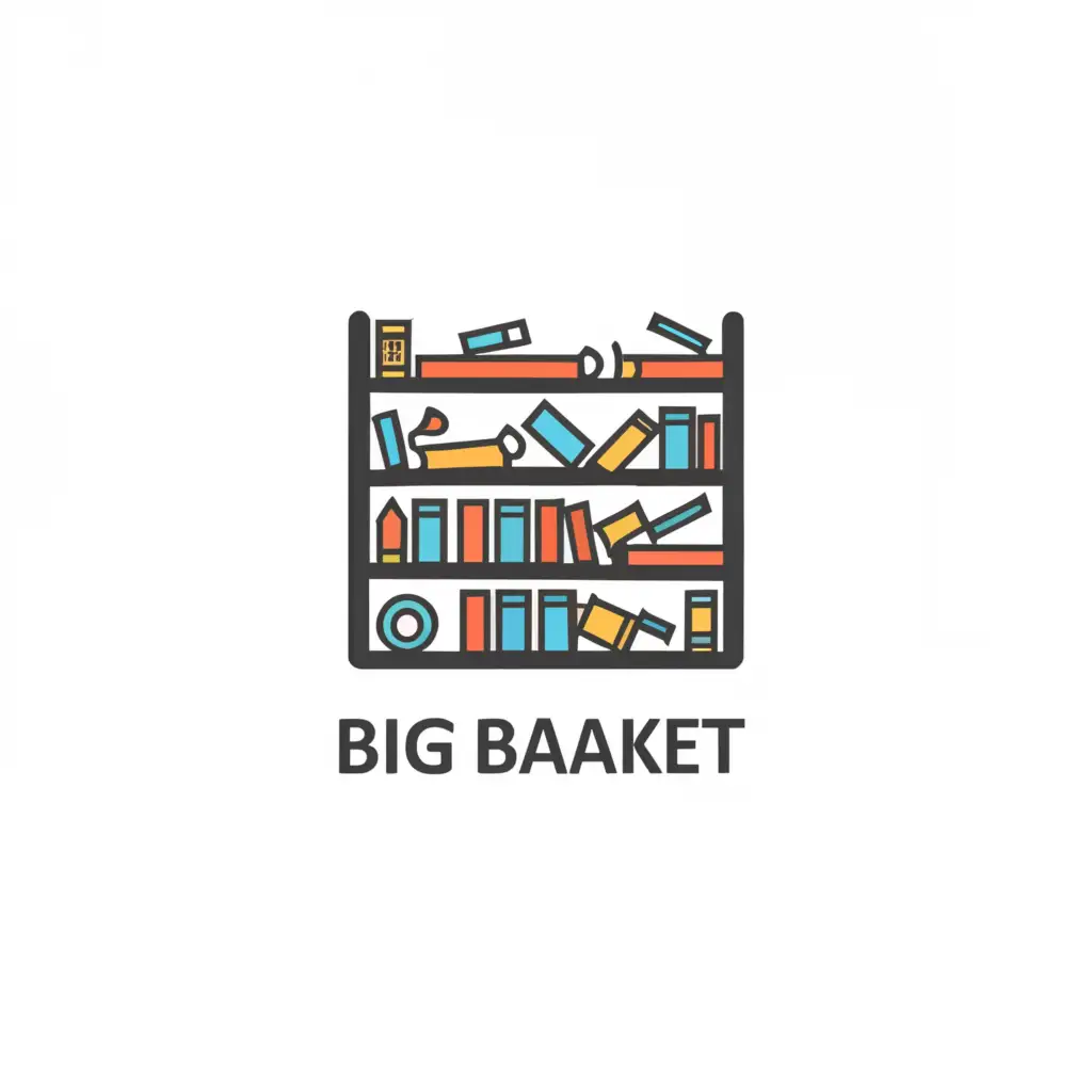 LOGO-Design-for-Big-Baaket-Educational-Emblem-with-Bookshelf-Motif