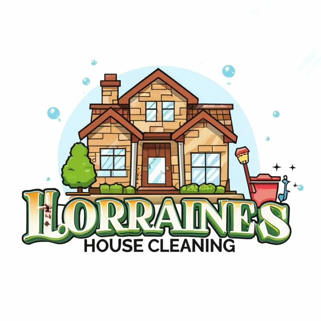 Logo Design For Lorraines House Cleaning Charming Cartoon Home With 