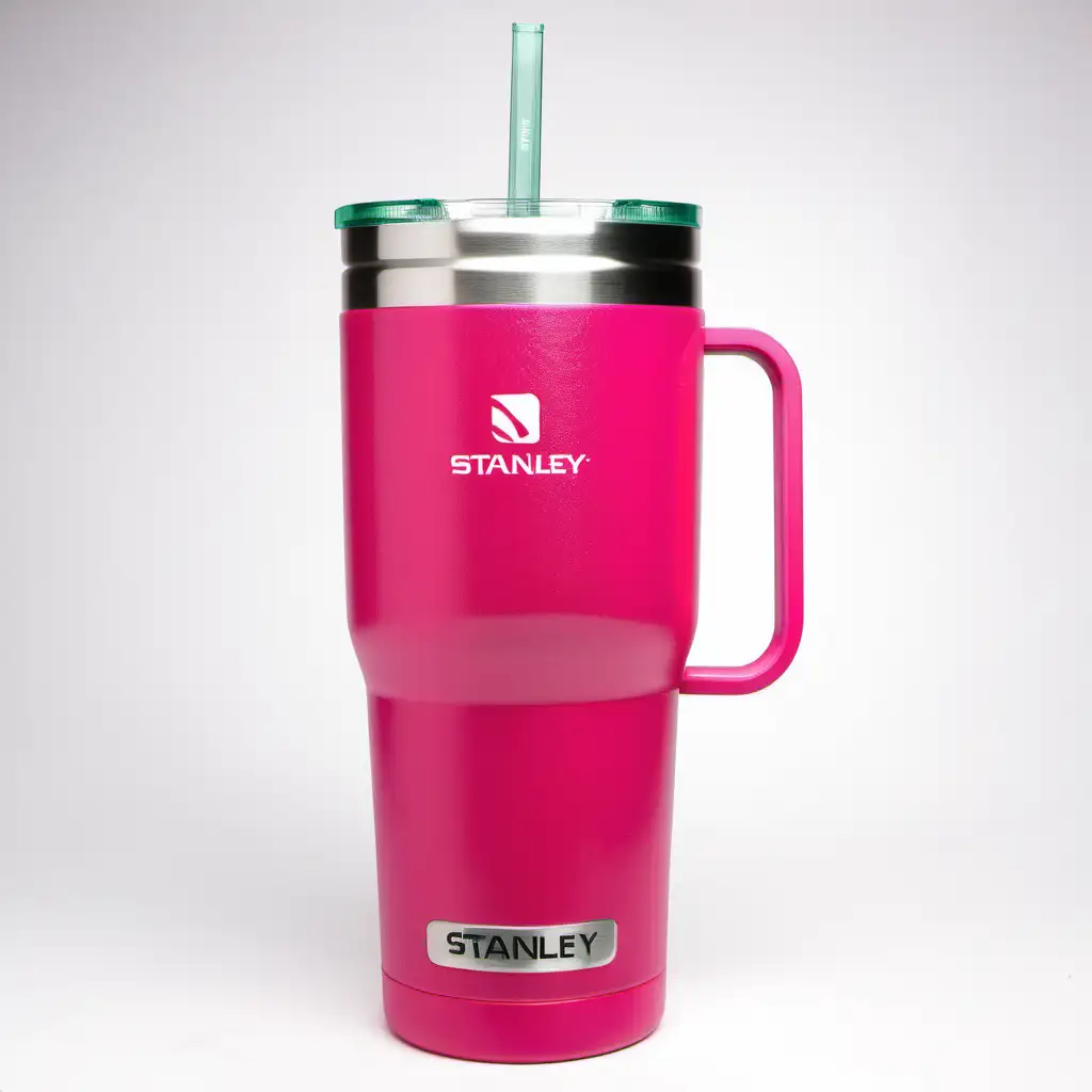 Vibrant Digital Pink Quencher H20 Flowstate 40oz Stanley Tumbler on White Background