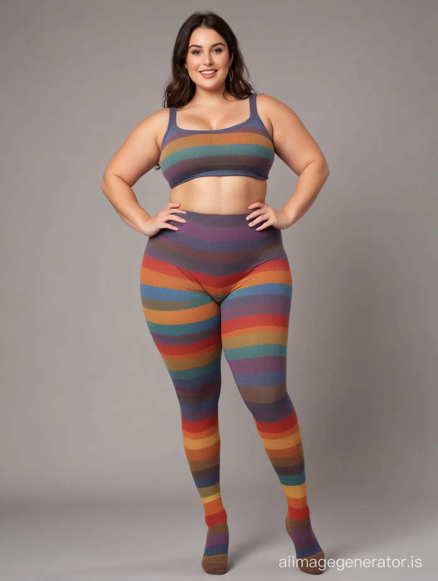 curvy woman full body "extra thick ribbed rainbow wool tights"