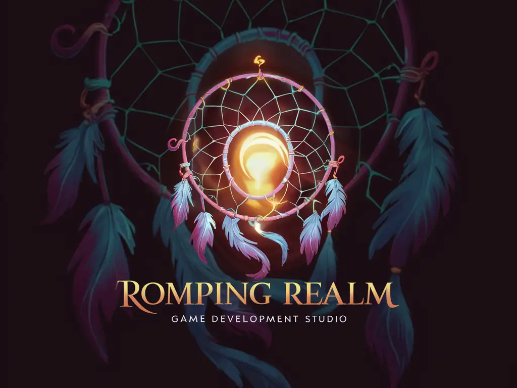 Fantasy Dream Catcher Portal in Romping Realm Game Dev Studio Logo