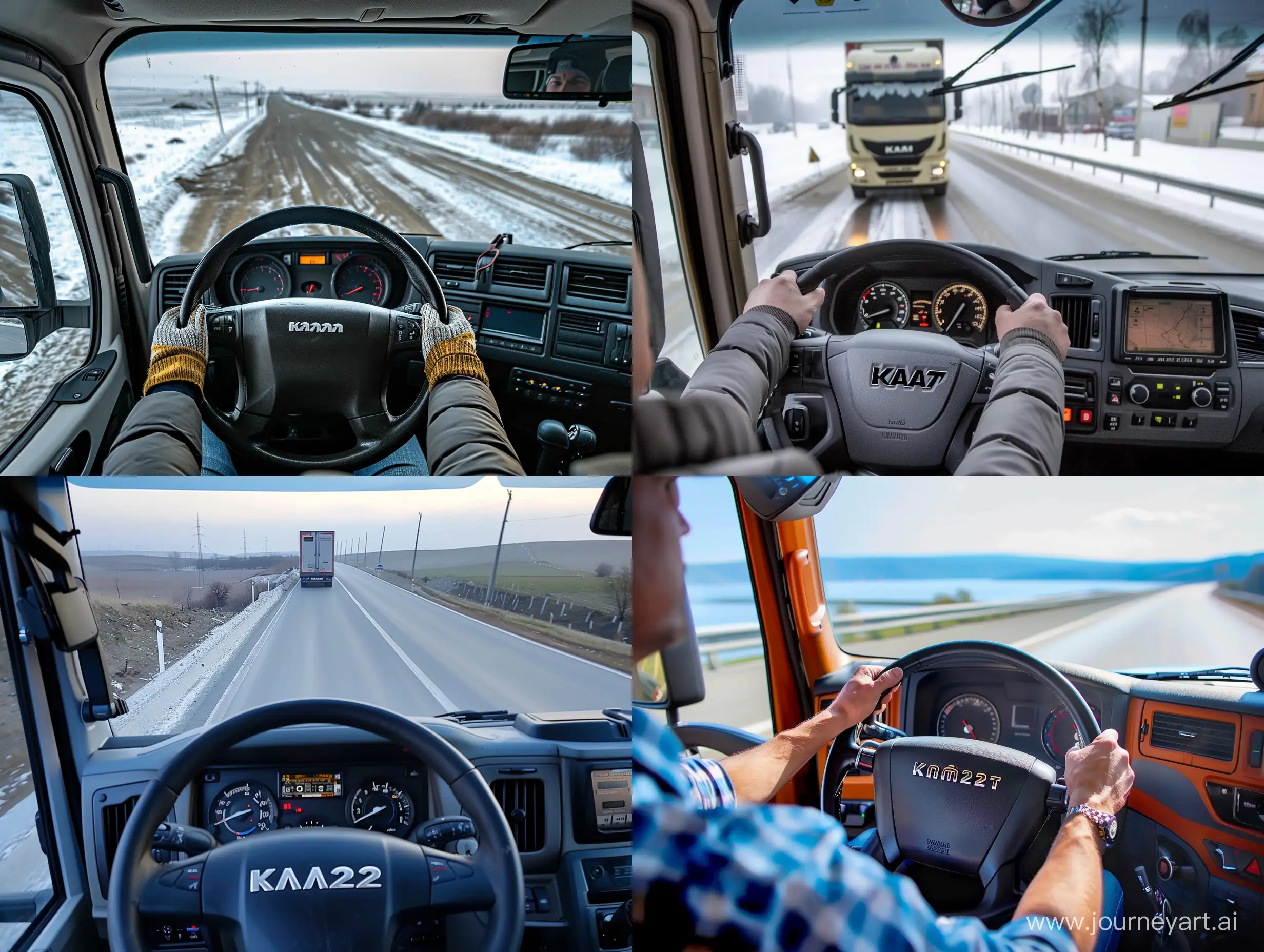 Diesel-Truck-KAMAZ-Driving-Through-Urban-Landscape
