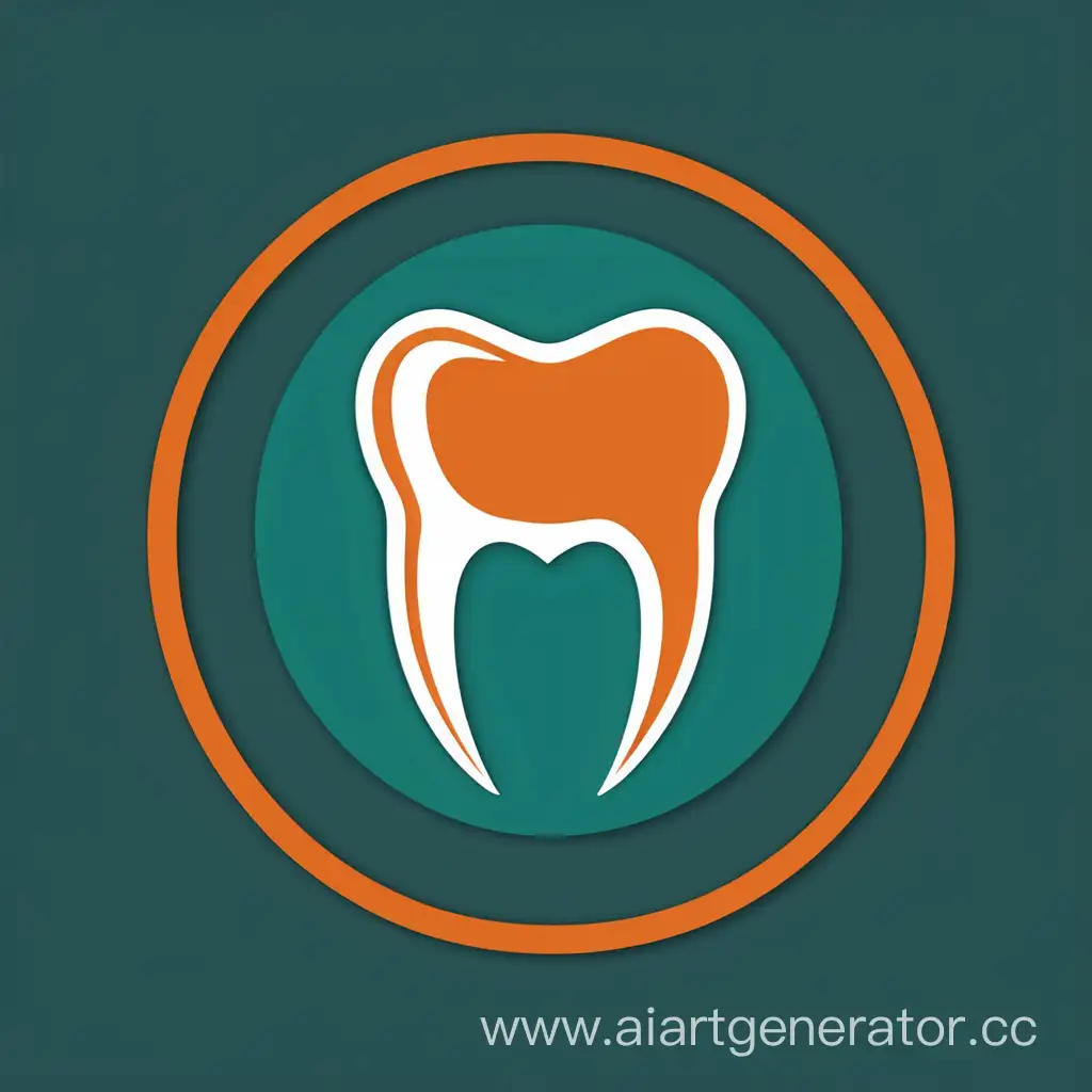 Logo for a dentist, dental implant, blue, dark green, orange