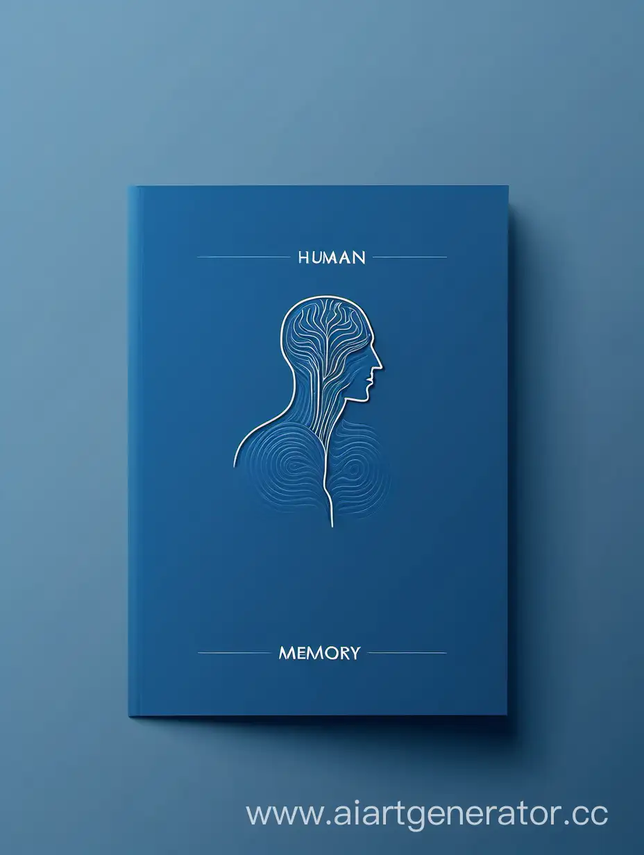минималистичная обложка буклета по теме память человека в голубых цветах
