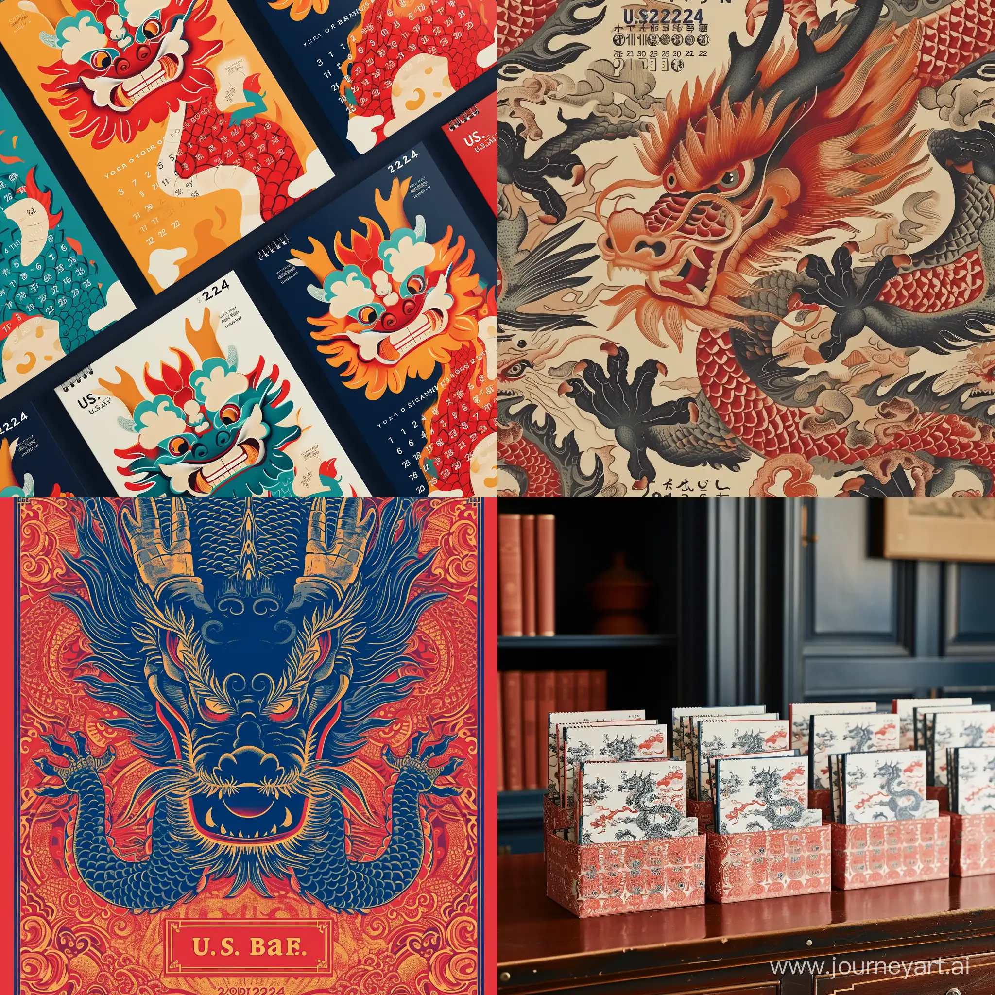 wallpaper inspired by U.S. Bank Year of the Dragon 2024 calendars