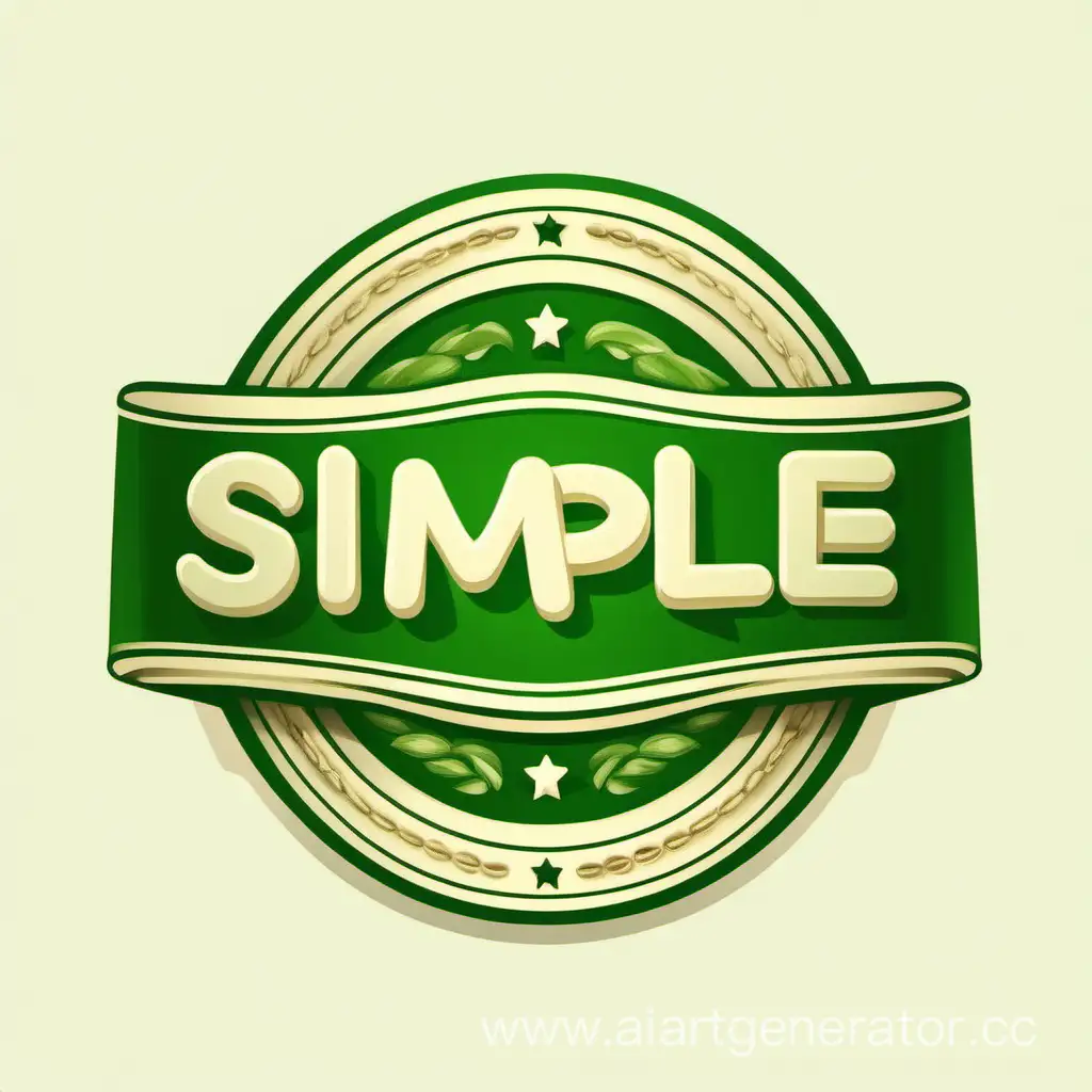 Simple logo of a ribbon frame green color, made of cream badge. White background.