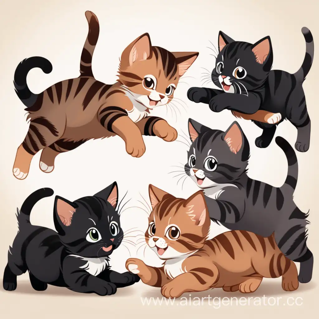 Playful-Gathering-14-Black-and-Brown-Kittens-Enjoying-Each-Others-Company