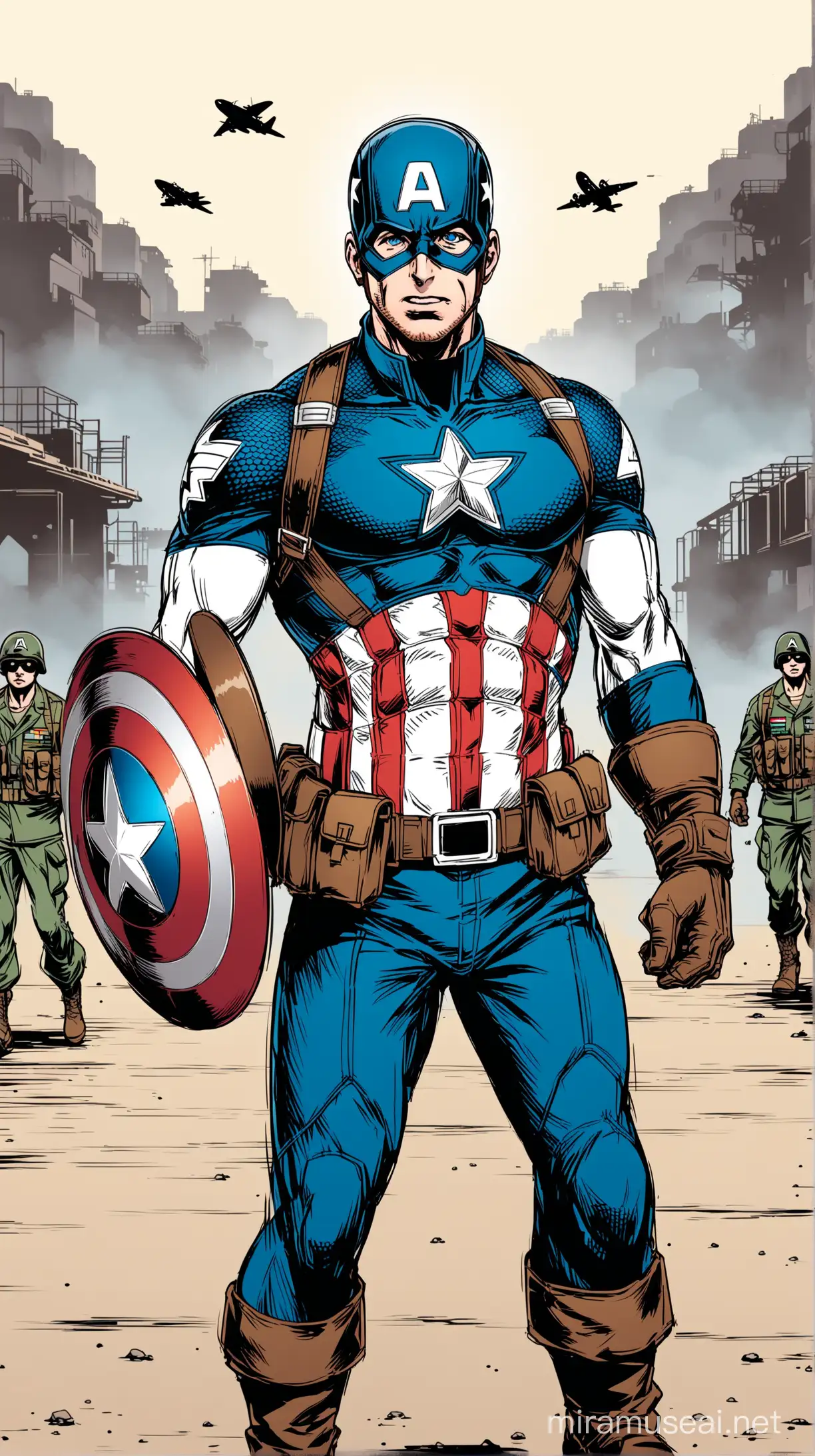 Captain America Vector. military base background