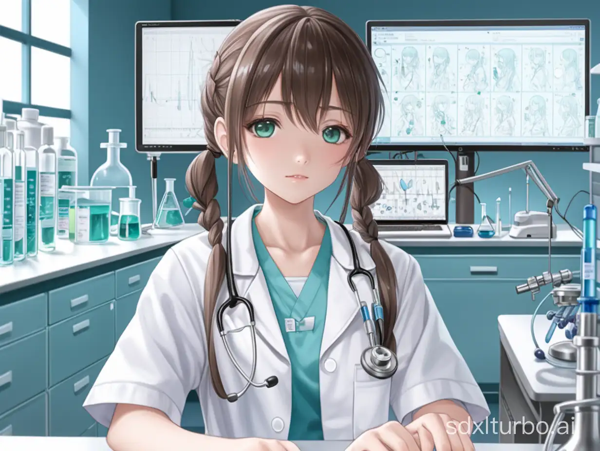 anime girl in medical laboratory