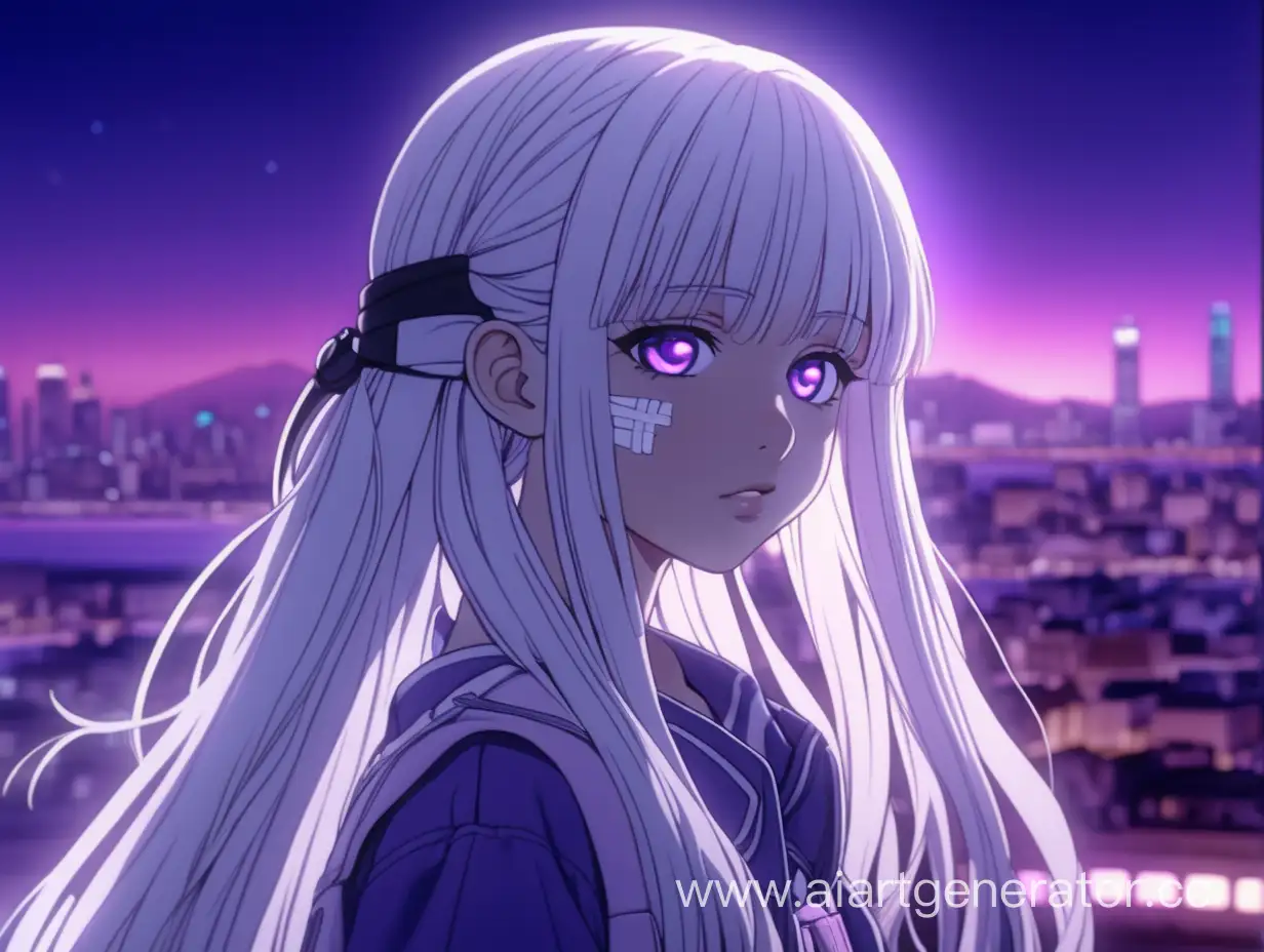 Ethereal-Anime-Girl-with-White-Hair-and-Bandage-Urban-VHS-Aesthetic