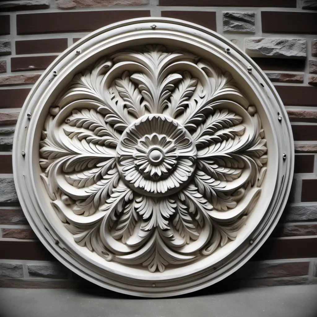 Carved wall Medallions, round shape, less carving, Large medallions, distressed finish