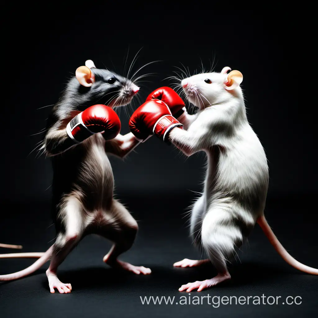 Dynamic-Black-and-White-Rat-Boxing-Match