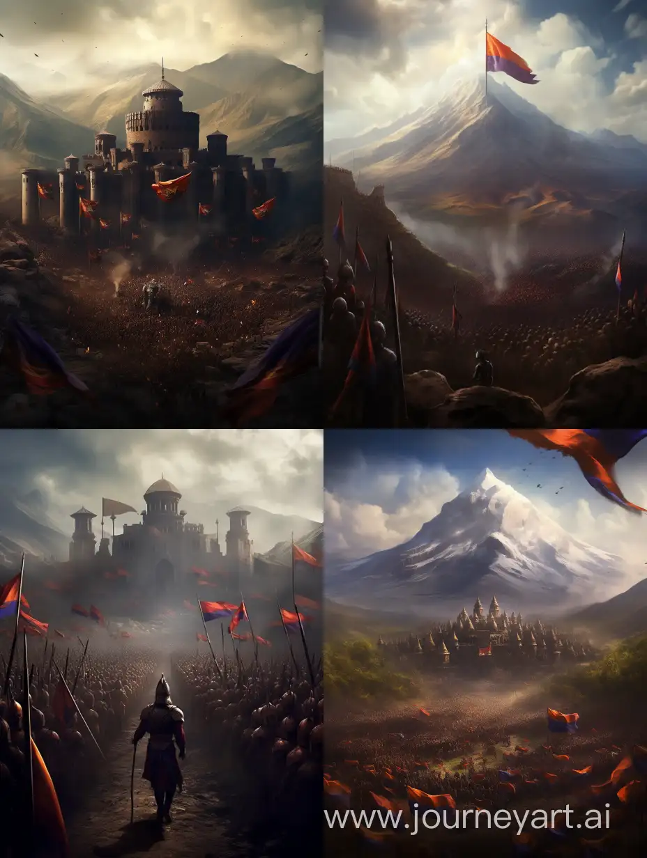 Armenia has taken over the whole world. Armenian flags and army around
