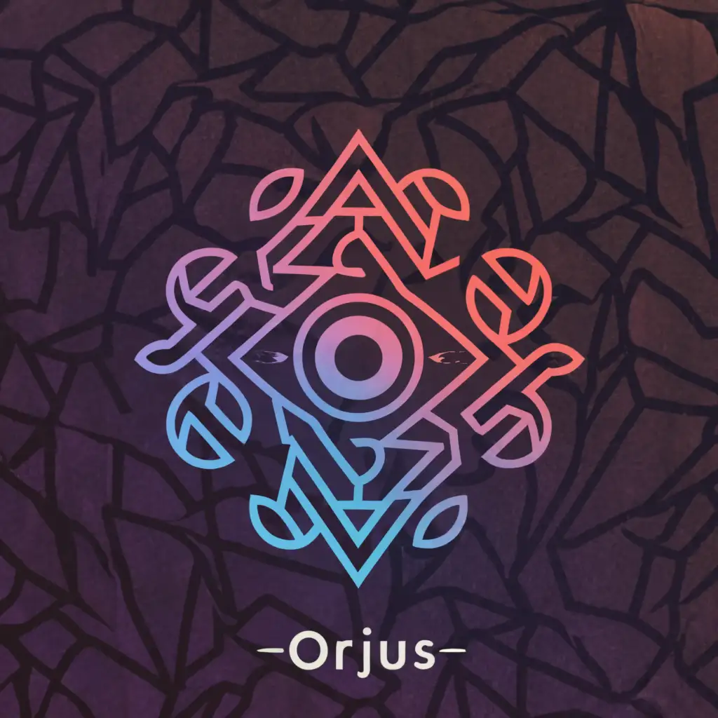 a logo design,with the text "Orjus", main symbol:Eye, violet,Сложный,be used in Религия industry,clear background