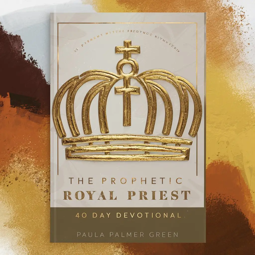 a contemporary book cover: The Prophetic Royal Priest 40 Day Devotional Book Author: Paula Palmer Green