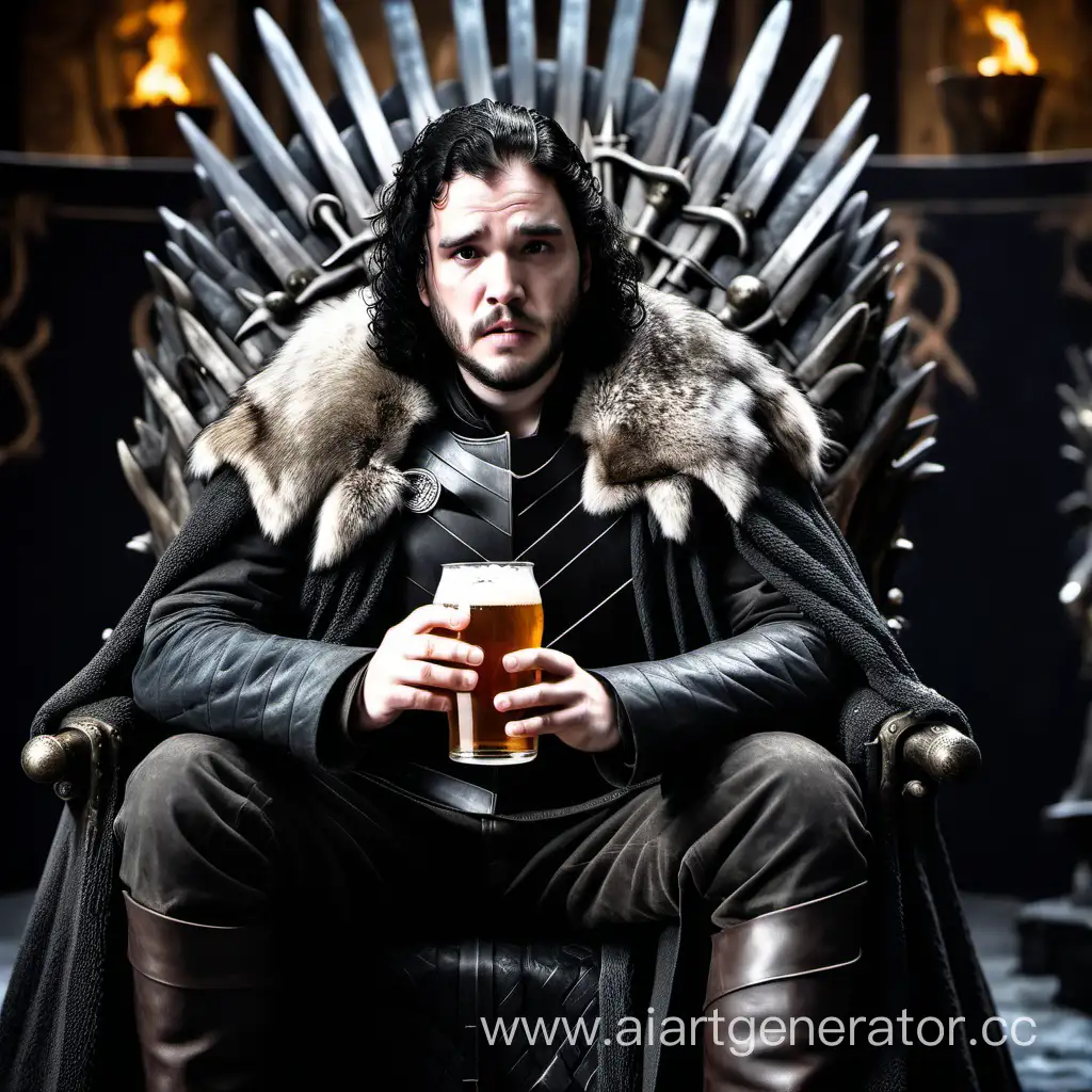 John-Snow-Relaxing-on-the-Iron-Throne-with-a-Refreshing-Beer