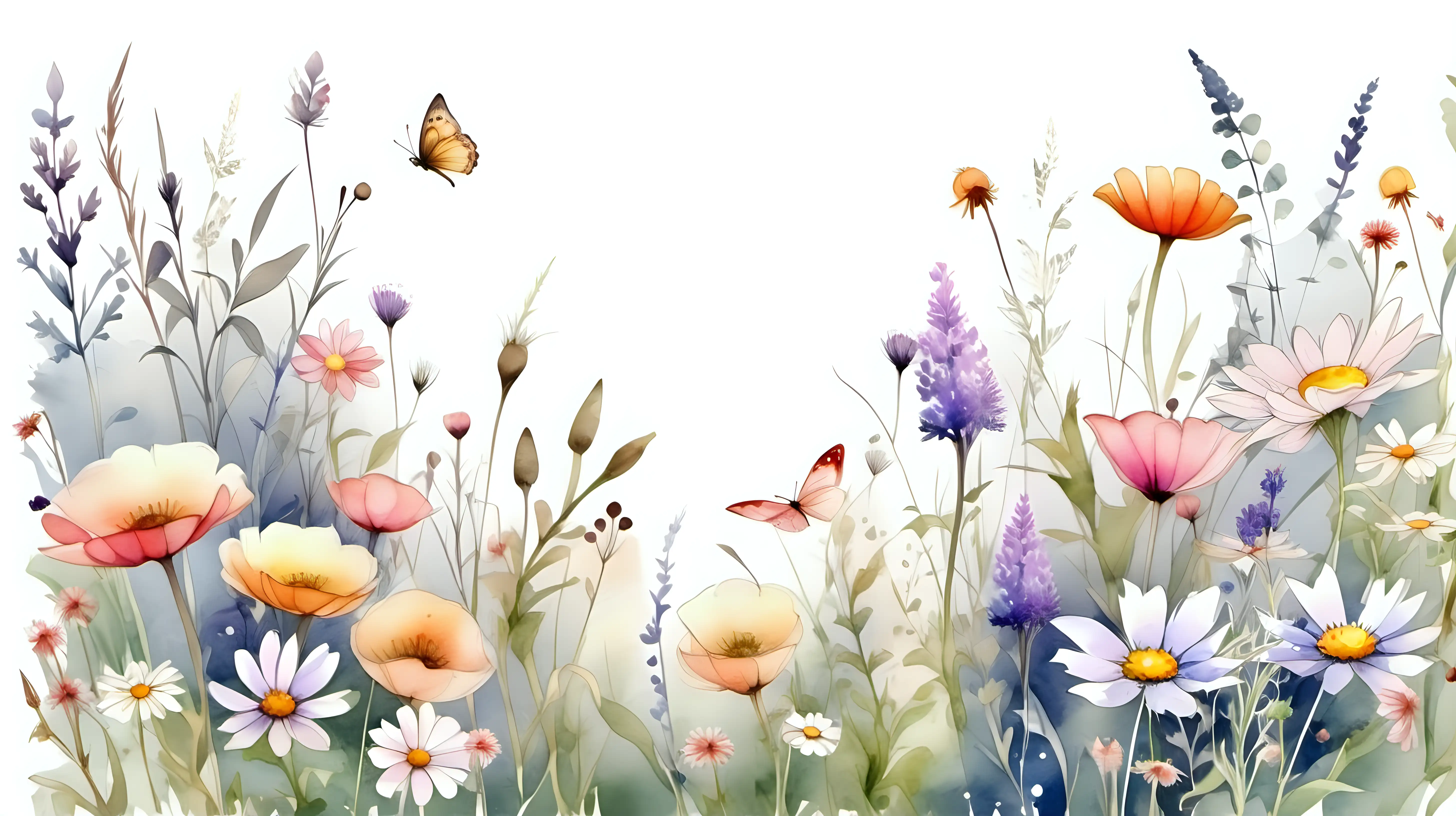 Enchanting Fairytale Meadow Flowers Illustration
