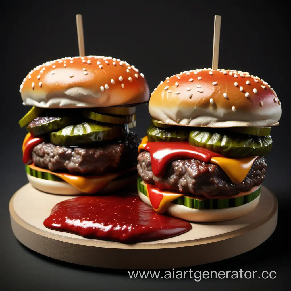 Delicious-Hamburger-with-Fresh-Ingredients-Juicy-Beef-Patty-Pickles-and-Ketchup
