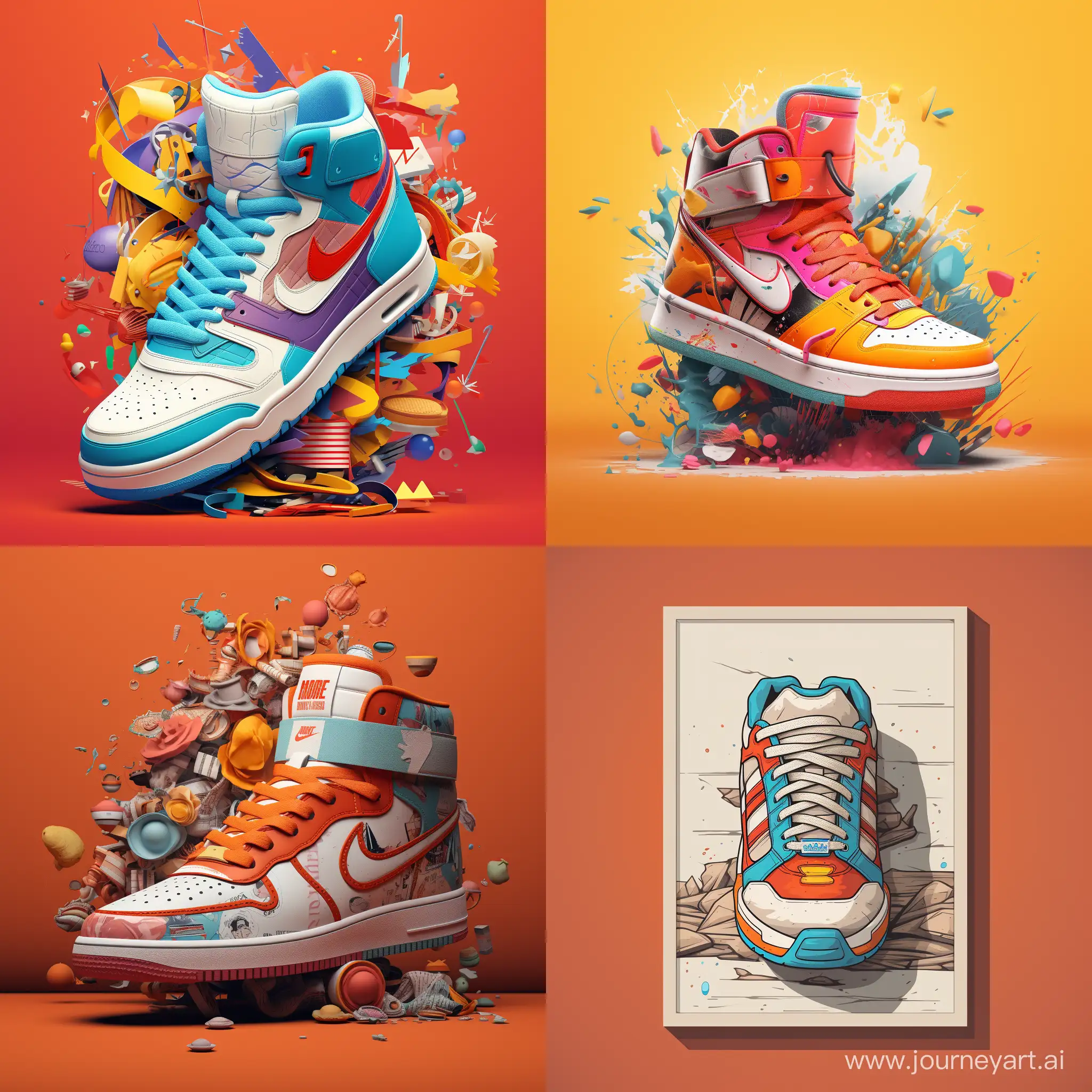 Colorful-Sneaker-Collection-Displayed-in-Vibrant-Poster-Art