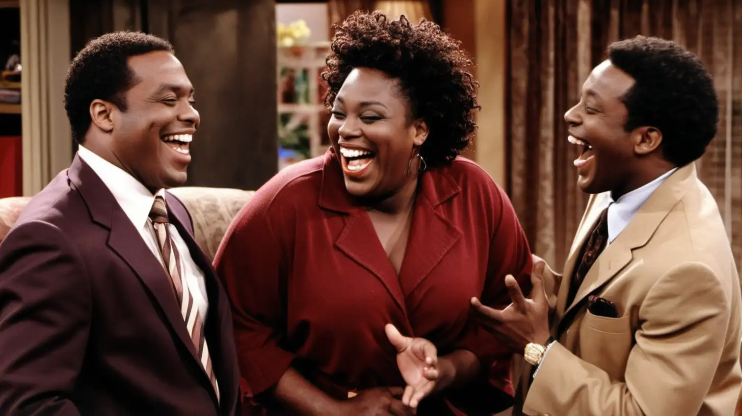 Joyful Black Actors Filming Sitcom Scene