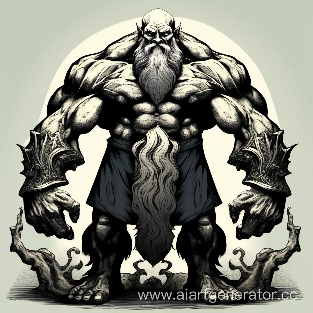 Elderly-Warrior-Defeating-Demon-King-with-Powerful-Muscles