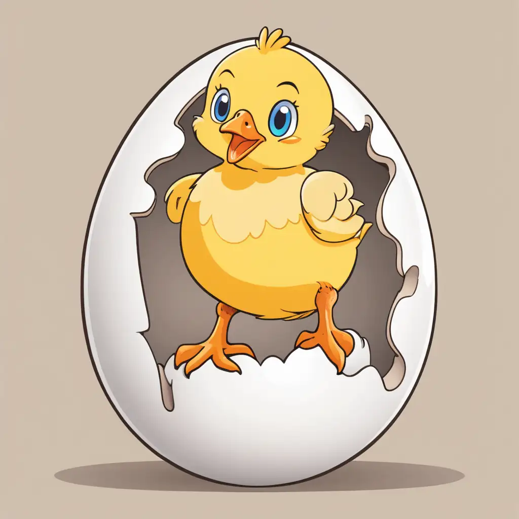 cartoon young chick coming out of an egg