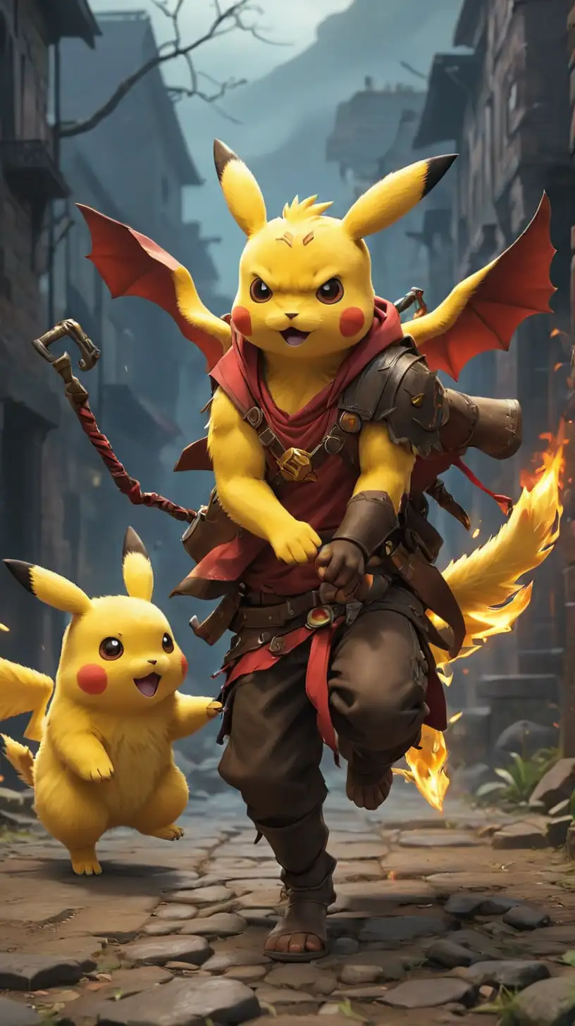 Diablo running from pikachu