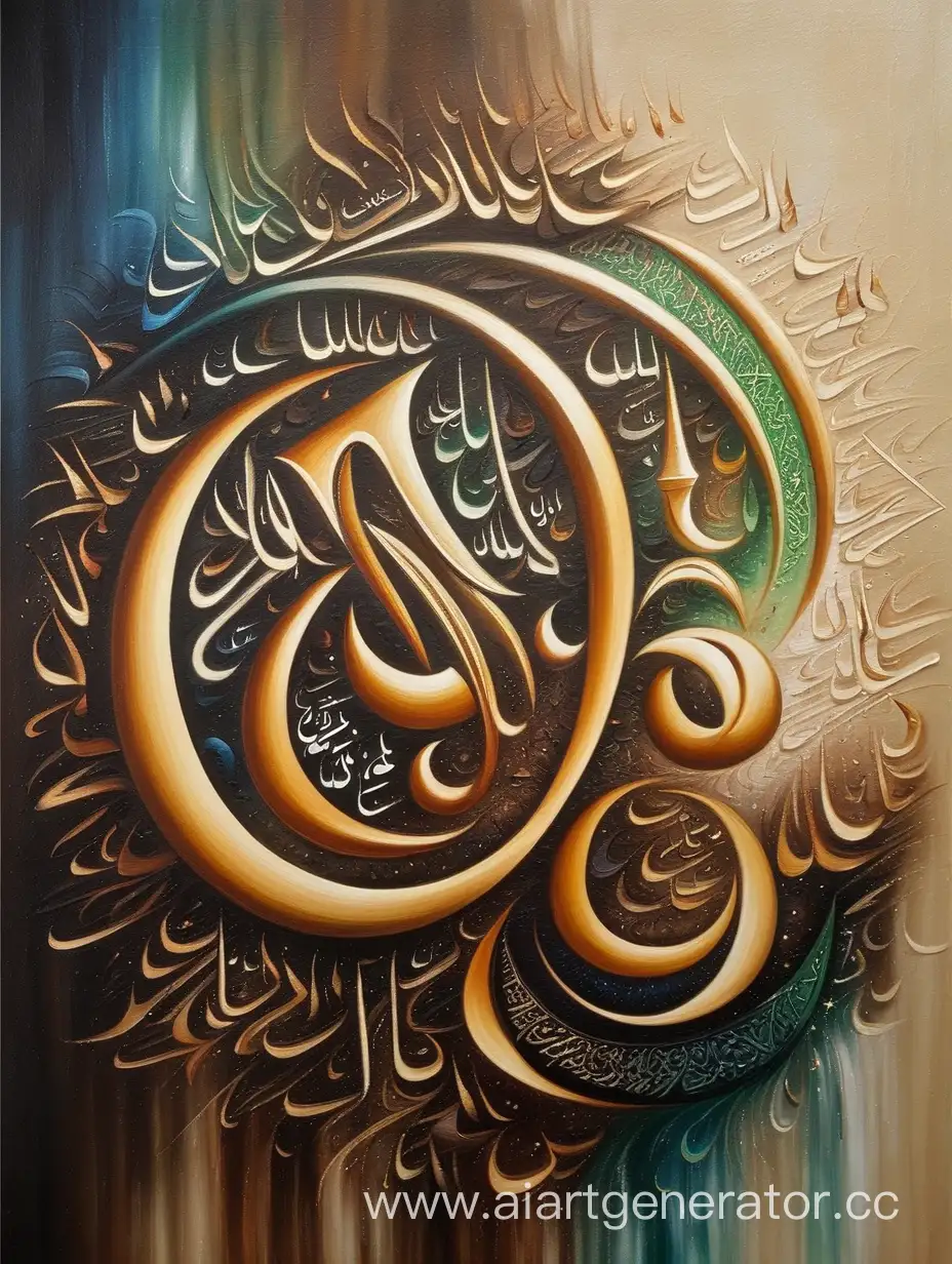 Islamic calligraphy big details oil painting