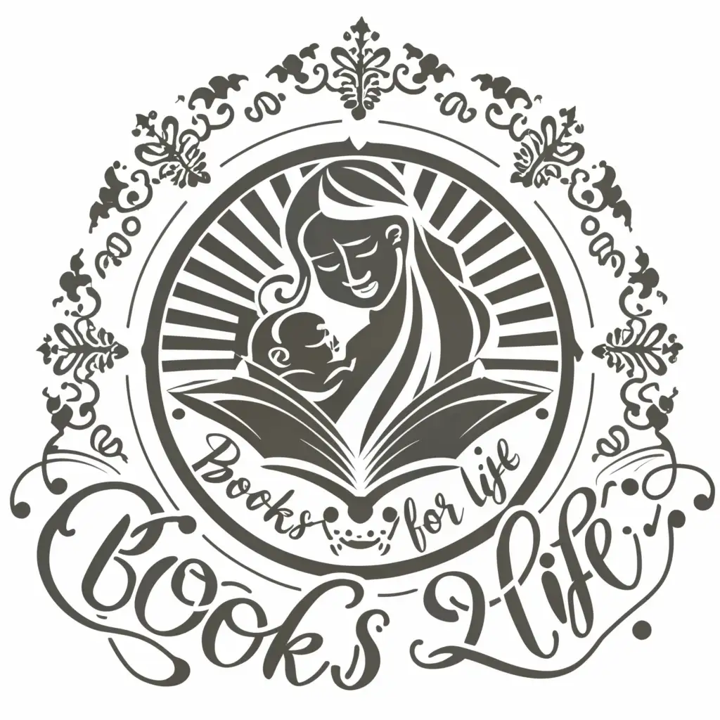 a logo design,with the text 'Books For Life', main symbol:Book featuring a mother holding a newborn baby,complex,be used in Religious industry,clear background