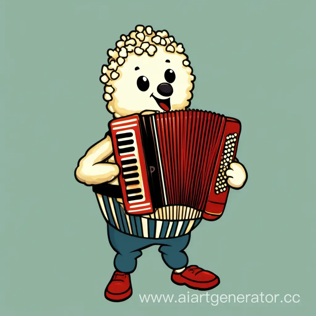 popcorn plays accordion