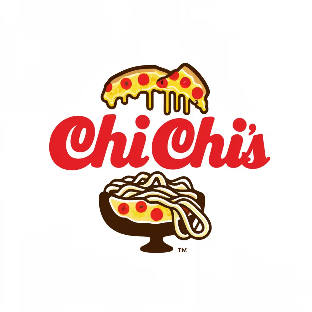 a logo design,with the text "Chi Chi's", main symbol:pizza noodles,Moderate,clear background