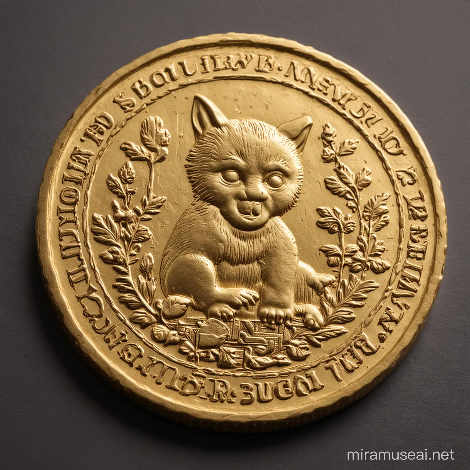 Gold Coin Depicting Bad Luck Sinister Symbol of Misfortune