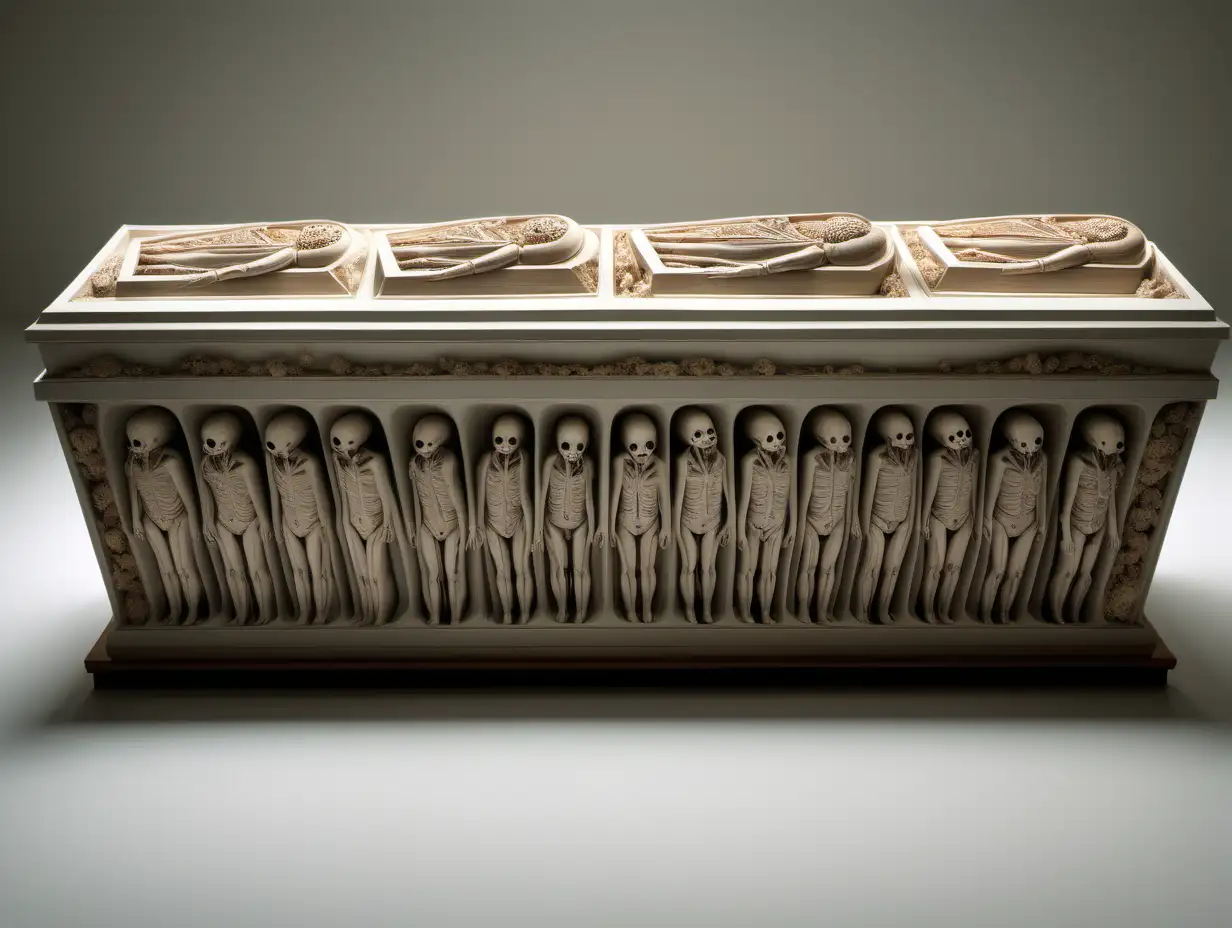 Intricately Sealed Identical Coffins Conceptual Art Masterpiece