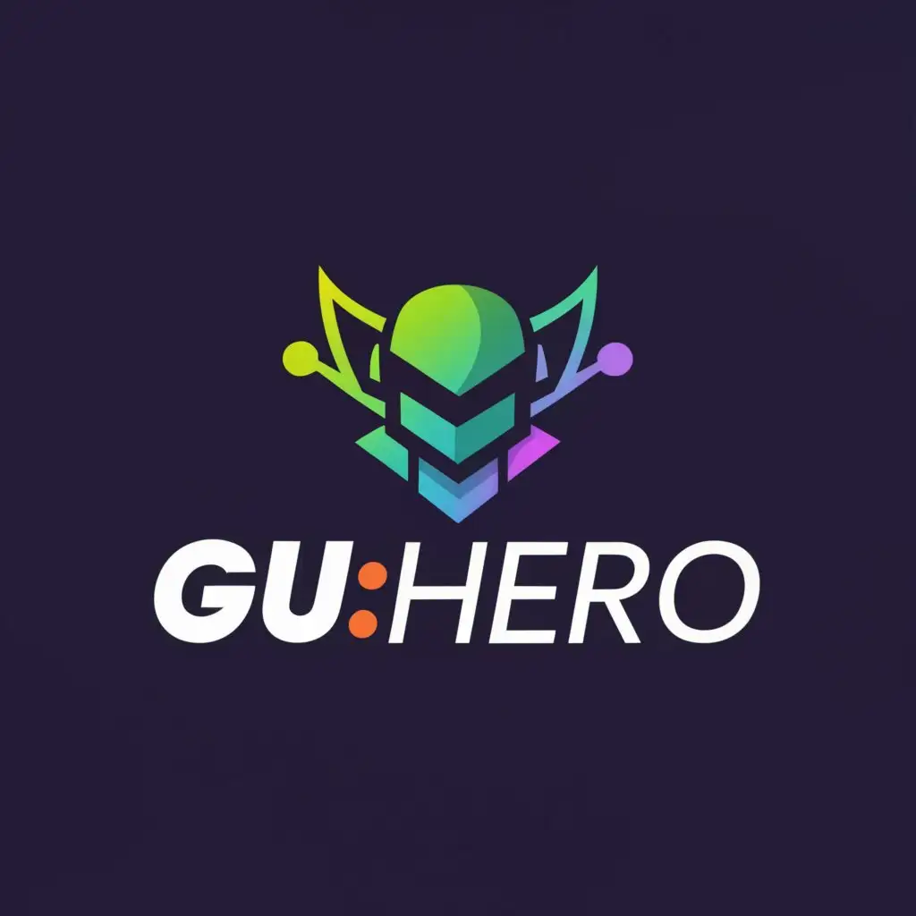 a logo design, with the text 'guhero', main symbol: stylized icon of a computer hero, Moderate, be used in technology industry, clear background, without dots