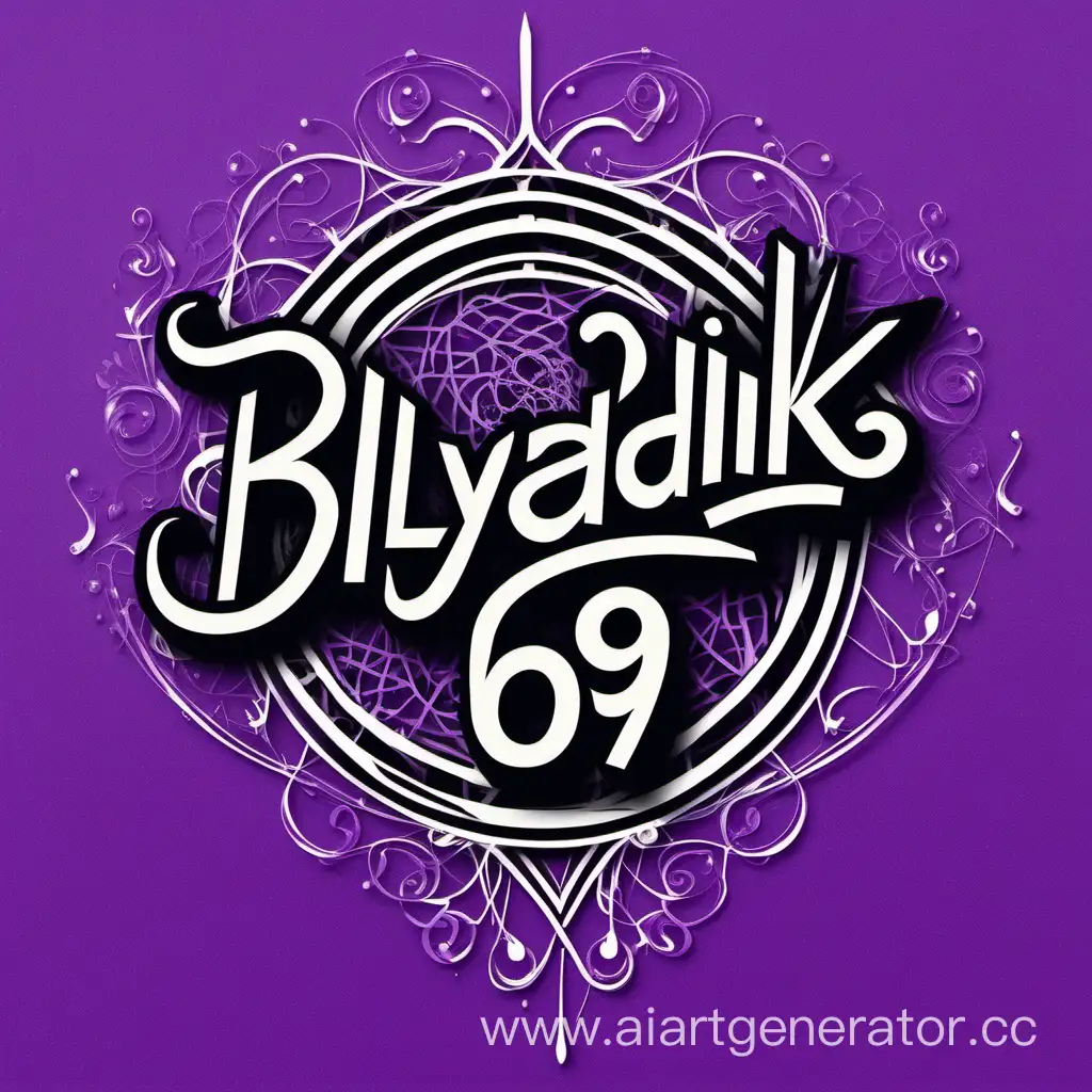Автограф "BLYADIK69"  на фиолетовом фоне 