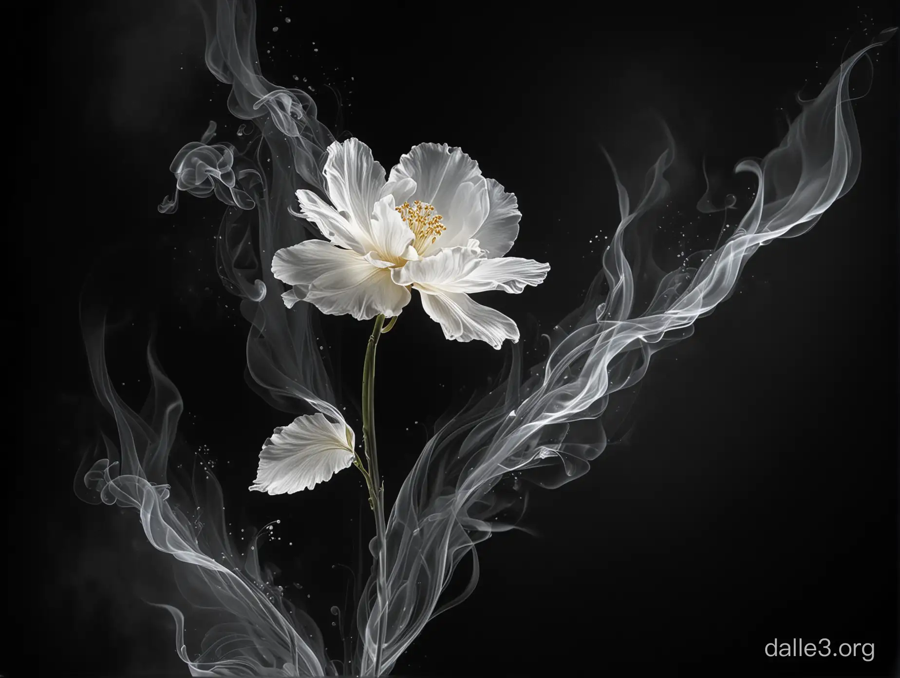 Elegant White Flower Illustration with Smooth Contour Lines on Black ...