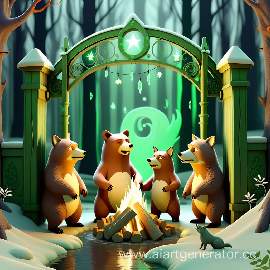 Enchanting-Winter-Scene-with-Anthropomorphic-Forest-Creatures