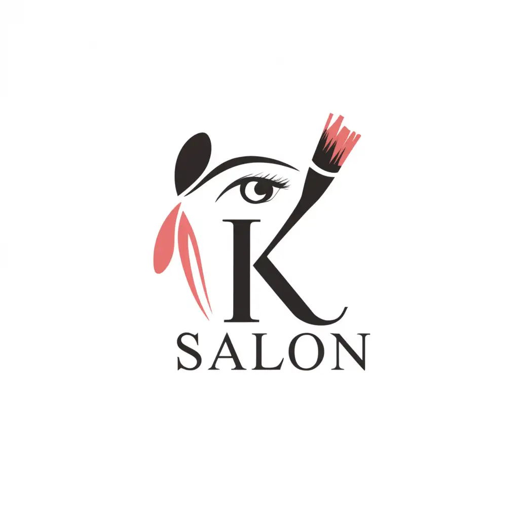 a logo design,with the text "I ' K SALON", main symbol:BEAUTY SALON, EYE, BRUSH, FACIAL, MAKE UP,Moderate,be used in Beauty Spa industry,clear background
